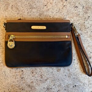 Michael Kors Black + Brown Wristlet